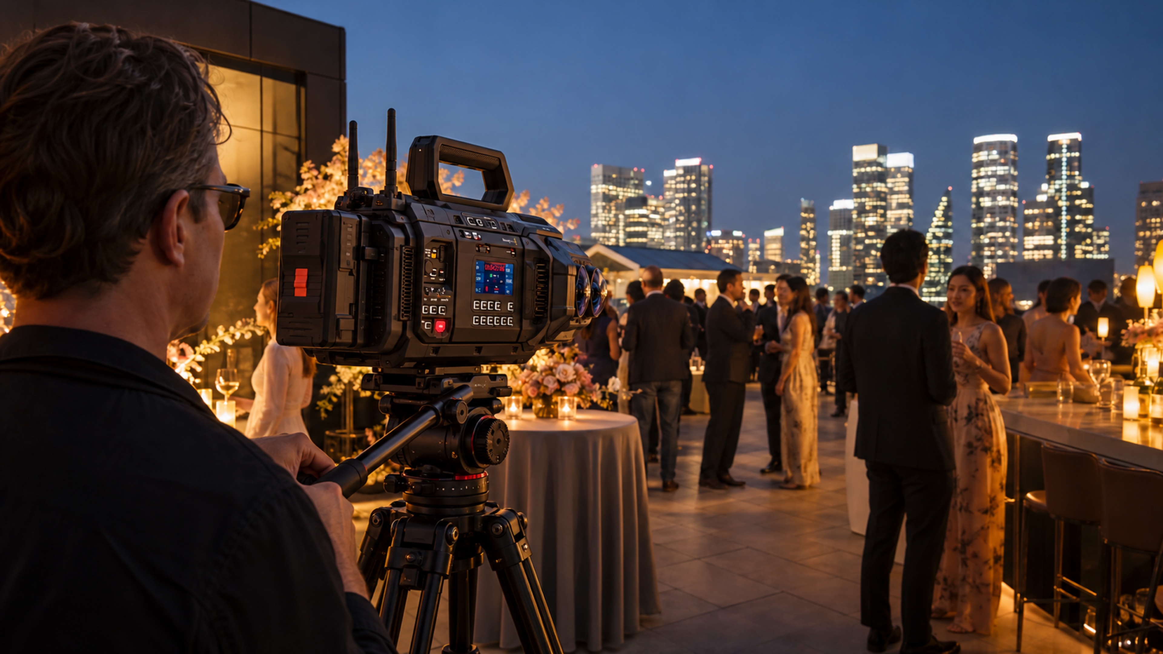 Immersive cinema capture at a rooftop celebration