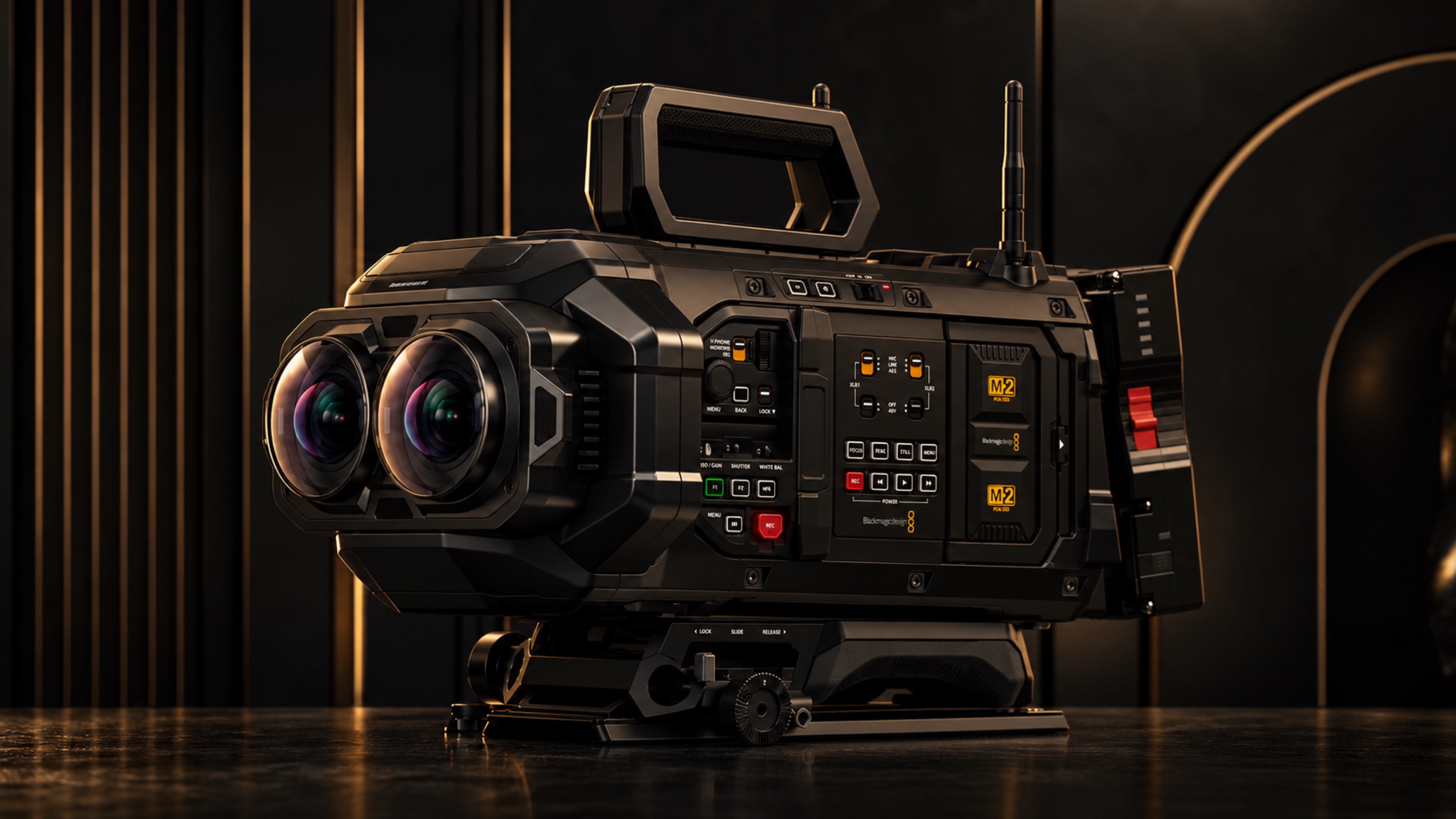 Immersive cinema camera in a softly lit studio